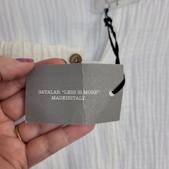 NEW Gaya Lab white gauze asymmetrical cinch side tunic top unisex 6 - Picture 6 of 12